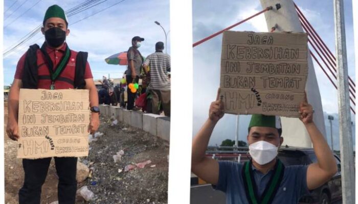 HMI Banjarmasin Imbau Masyarakat Tidak Buang Sampah di Jembatan Alalak