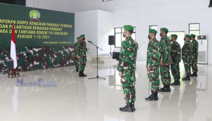 16 Personel Korem 101 Antasari Terima Kenaikan Pangkat Satu Tingkat