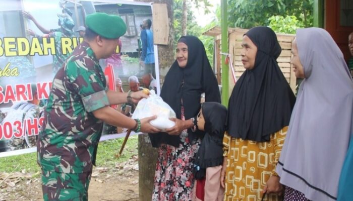 Kodim 1003 HSS Resmikan Bedah Rumah dan Bagikan Ratusan Sembako di HUT Ke-61 Korem 101 Antasari
