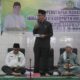 Sekretaris Daerah (Sekda) HSS, Muhammad Noor memberikan sambutan saat penutupan kegiatan manasik haji tingkat Kabupaten HSS.
