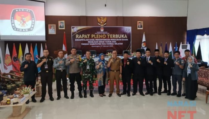 Pemilu 2024, Sekda HSS Hadiri Pleno Rekapitulasi Perolehan Suara Tingkat Kabupaten