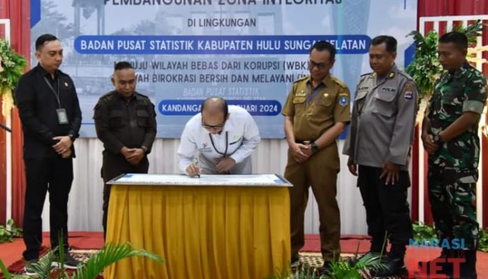 Sekda Muhammad Noor Hadiri Pencanangan Zona Integritas WBK dan WBBM BPS HSS