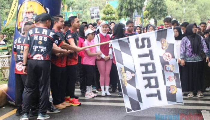 HUT Ke-78 Bhayangkara, Ribuan Warga Ikuti Fun Walk 5-Pi Polres HSS