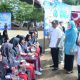 Bupati HSS, Syafrudin Noor, didampingi Ketua TP PKK HSS, Mustaidah dan Sekda HSS, Muhammad Noor meninjau pelaksanaan gerakan aksi bergizi. (Foto : Prokopim HSS)
