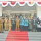 Wabup HSS Suriani dan Wakil Ketua TP PKK HSS Misnawati Suriani saat menyambut kedatangan Tim Penilai Lomba Sekolah Sehat tingkat Provinsi Kalsel. (Foto : Prokopim HSS)