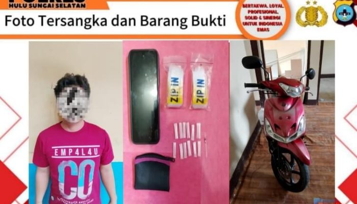 Pengembangan Kasus Narkoba di Pulau Nagara HSS, Polisi Ringkus Pria Asal HST dan Sita 12 Paket Sabu