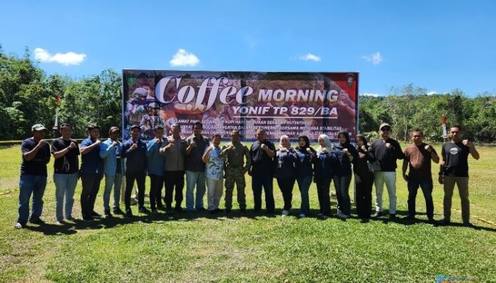 Lewat Coffee Morning, Yonif TP 829/Bumi Antaludin Kenalkan Kompi Produksi untuk Ketahanan Pangan di HSS