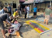 Polsek Tapin Selatan Bagikan Ratusan Paket Daging Kurban ke Warga