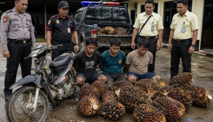 Nekat Gondol 220 Kg Sawit Perusahaan, Tiga Pria di Lampung Tengah Diciduk