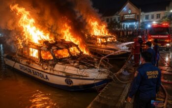 Dua unit speedboat milik Dishub Kabupaten Batola ludes terbakar di dermaga depan Kantor Pemkab Batola. (Dok: Ilustrasi)