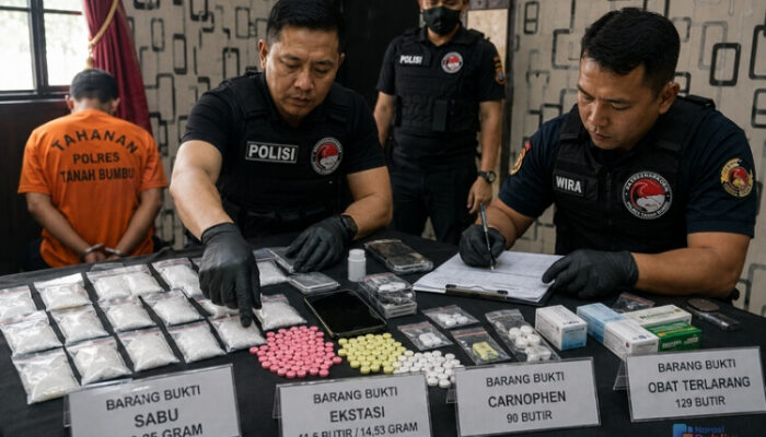 Polres Tanah Bumbu Sita Ratusan Gram Sabu dari 25 Kasus Narkoba