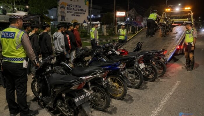 Belasan Motor Remaja Diangkut Polisi Saat Razia Balap Liar di Tabalong