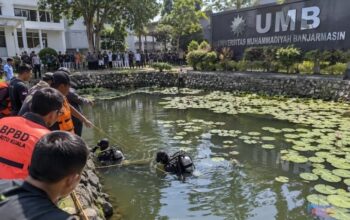 Dua siswa MTs Al Furqan tenggelam di kolam area Kampus Universitas Muhammadiyah Banjarmasin. (Dok: Ilustrasi AI)
