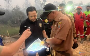 Wagub Kalsel Hasnuryadi Sulaiman saat meninjau lokasi Karhutla di kawasan Guntung Damar, Banjarbaru. (Dok: Narasi Publik)