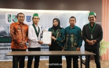 Bupati HSS H Syafrudin Noor menghadiri Pelantikan Pengurus HMI dan KOHATI Cabang Kandangan masa bakti 2026–2027. (Dok: Prokopim HSS)