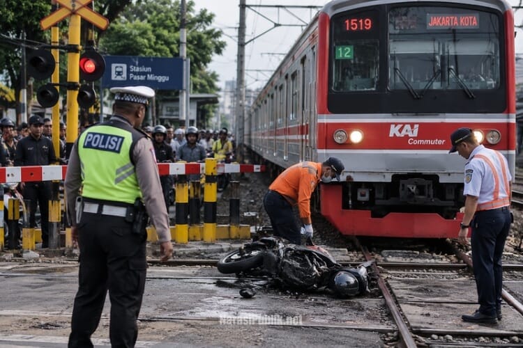 Nekat Terobos Palang Pintu, Pemotor Tertabrak KRL di Pasar Minggu. (Dok: Ilustrasi)