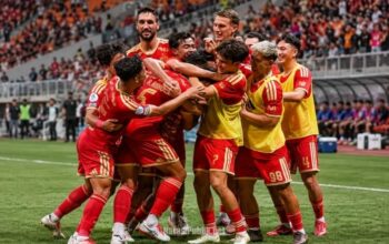 Pemain Persija Jakarta melakukan selebrasi usai mencetak gol ke gawang Persik Kediri. (Dok: Istimewa)