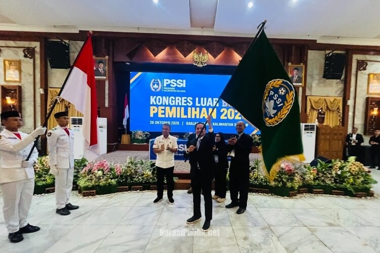 Hasnuryadi Sulaiman kembali terpilih menjadi Ketua Asprov PSSI Kalsel periode 2026–2030. (Dok: Narasi Publik)