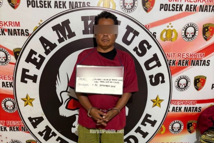 RS alias D (43) diringkus jajaran Polsek Aek Natas Polres Labuhanbatu lantaran kedapatan menguasai narkoba jenis sabu. (Dok: Istimewa)