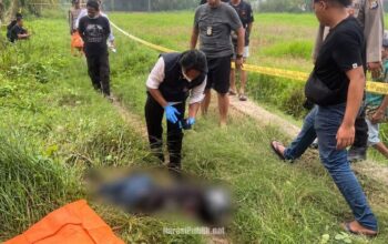 Tim Inafis Polres HSU melakukan olah TKP terhadap penemuan mayat di Desa Jumba, Kecamatan Amuntai Selatan. (Dok: Istimewa)