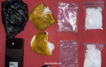 Narkoba jenis sabu seberat 197,82 gram beserta barang bukti lainnya yang berhasil disita jajaran Polres HST. (Dok: Istimewa)