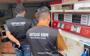 Satgas BBM Kabupaten HSU melakukan sidak di SPBU Banjang dan sejumlah kios eceran di Kecamatan Banjang. (Dok: Istimewa)